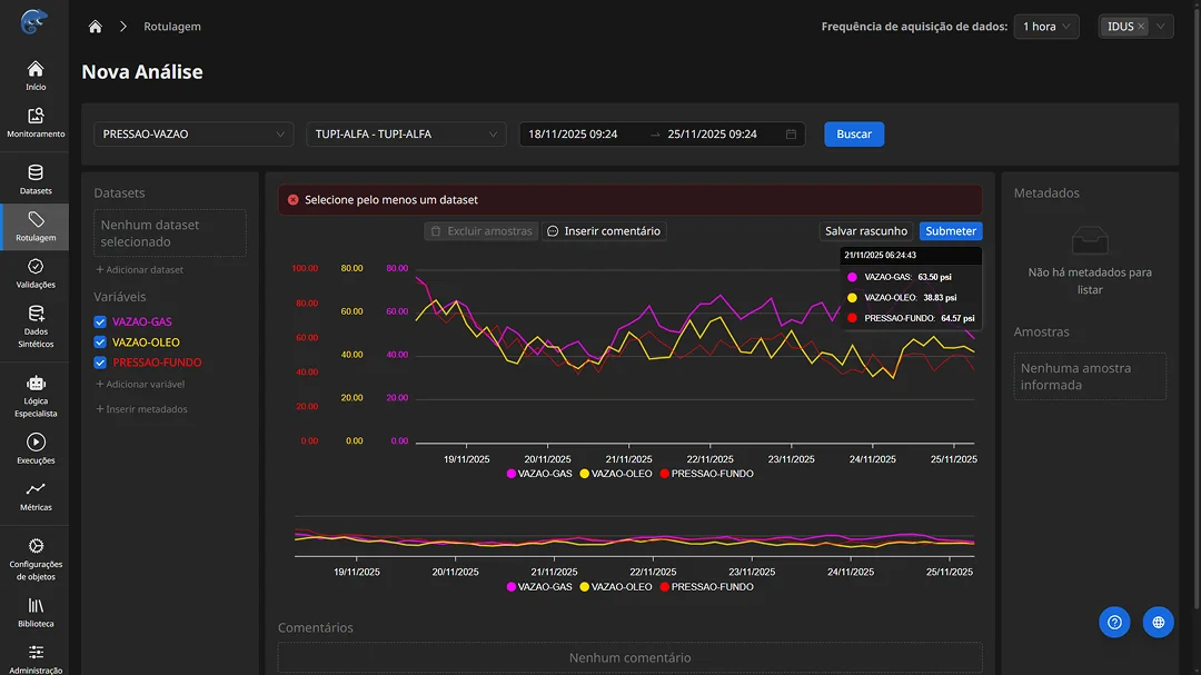 Interface da solução Camális